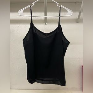 Valerie Stevens Black Pure Silk Sequin Trim Cami Top